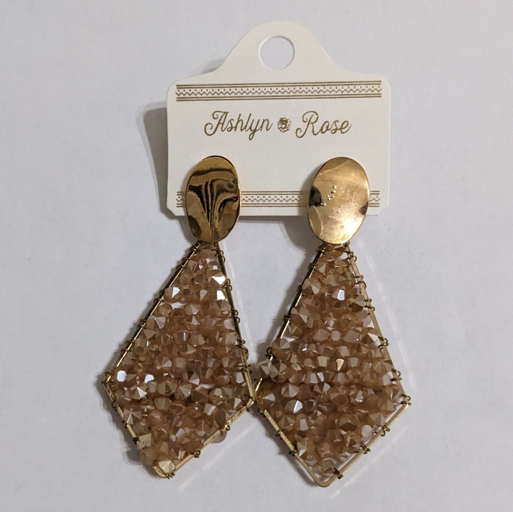 NWT Gold Beaded Drop Dangle Earrings